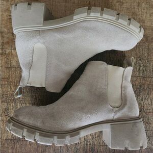 Steve Madden Cream Ankle Booties with Chunky Sole